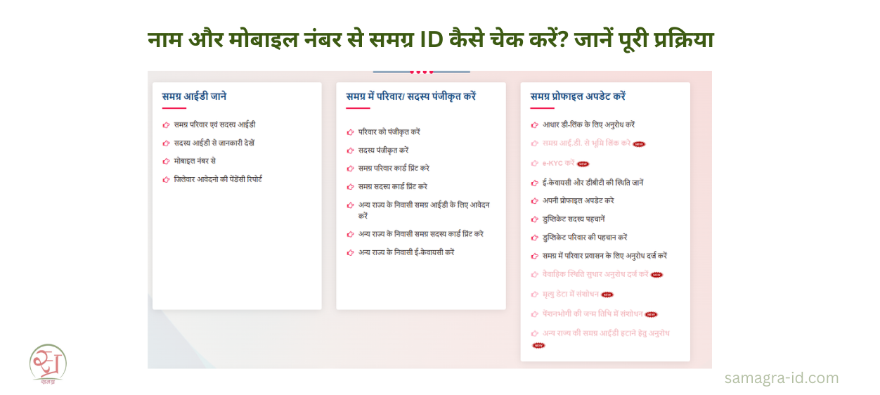 नाम और मोबाइल नंबर से समग्र ID कैसे चेक करें
