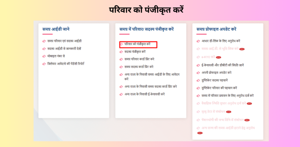 परिवार को पंजीकृत करें