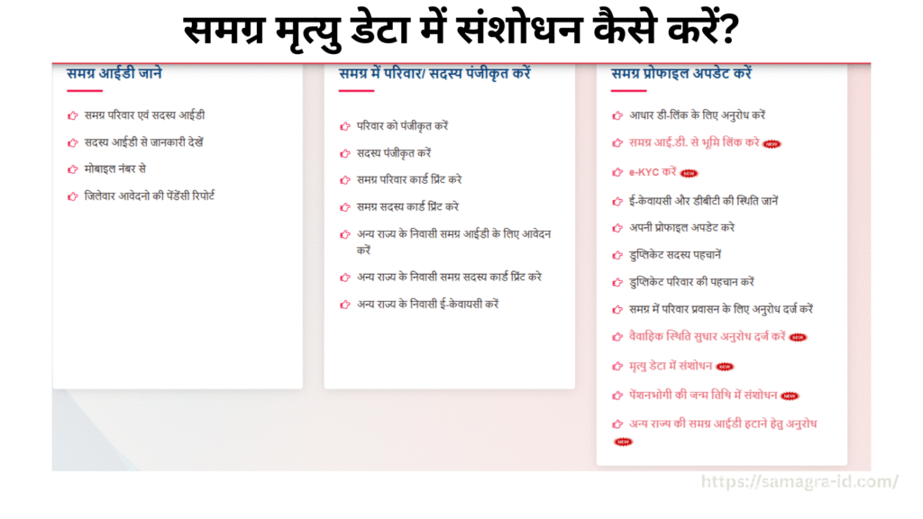 समग्र मृत्यु डेटा में संशोधन कैसे करें